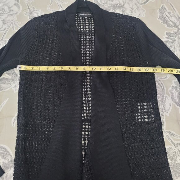 Jones New York Wool Blend Dressy Black Open Cardigan Size Small EUC - Picture 5 of 9